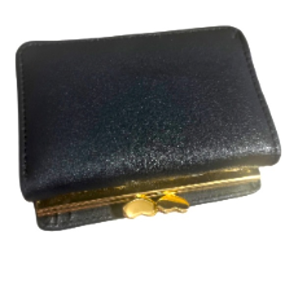 Olivia Miller Trifold KissLock Coin Purse Heart Shaped Clasps, Faux Leather, BLK - Picture 10 of 12